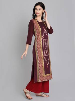 Maroon crepe digital printed kurti 3