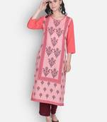 Orange crepe digital printed kurti