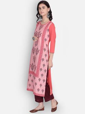 Orange crepe digital printed kurti 2