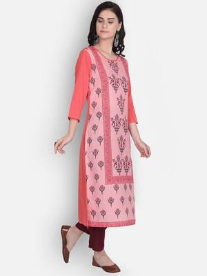 Orange crepe digital printed kurti 3