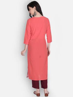 Orange crepe digital printed kurti 4