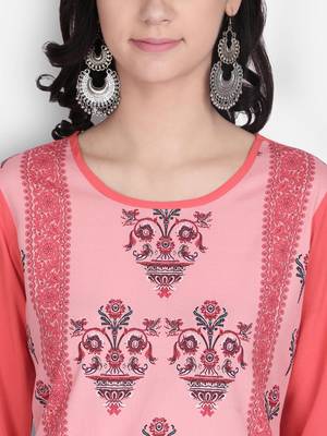 Orange crepe digital printed kurti 5