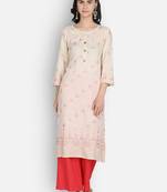 Cream rayon printed kurti