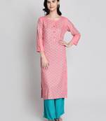 Pink rayon printed kurti