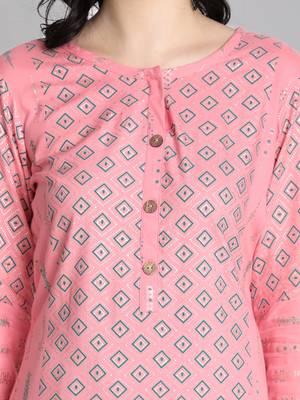 Pink rayon printed kurti 5