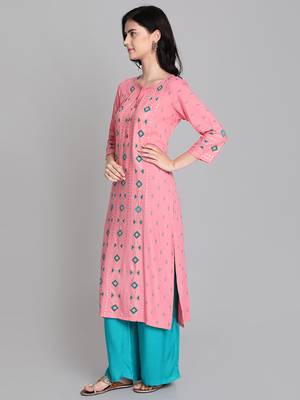 Pink rayon printed kurti 3