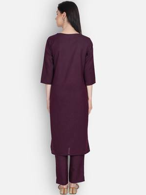 Maroon cotton embroidered kurti with pant 4