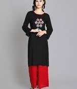 Black rayon embroidered kurti with plazzo