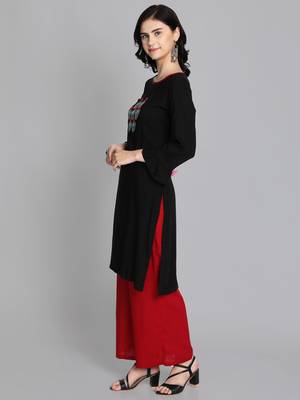 Black rayon embroidered kurti with plazzo 3