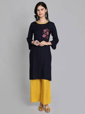 Black rayon embroidered kurti with plazzo 1