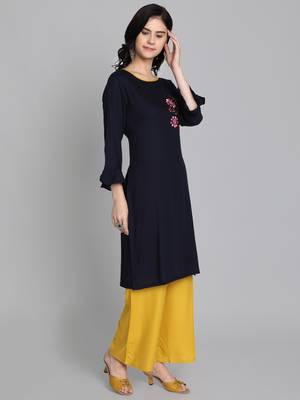 Black rayon embroidered kurti with plazzo 2