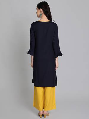 Black rayon embroidered kurti with plazzo 4