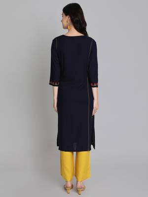 Black rayon embroidered kurti with plazzo 4