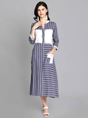 Grey rayon printed kurti 1