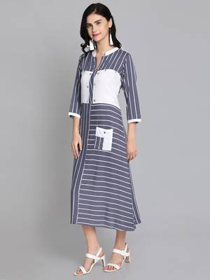 Grey rayon printed kurti 2