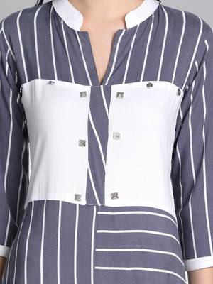 Grey rayon printed kurti 5