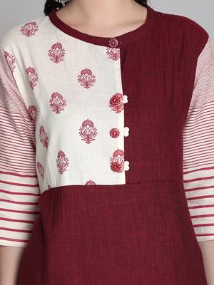 Maroon rayon printed kurti with plazzo 5