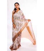 Unitex Fashion multicolor printed linen saree with blouse
