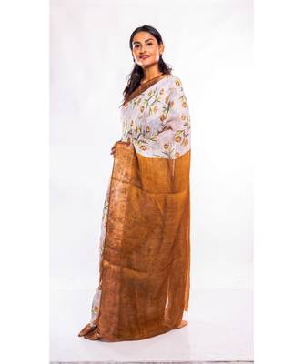Unitex Fashion multicolor printed linen saree with blouse 2