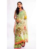 Unitex Fashion multicolor printed linen saree with blouse