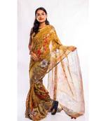 Unitex Fashion multicolor printed linen saree with blouse