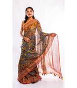 Unitex Fashion multicolor printed linen saree with blouse