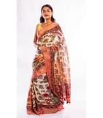 Unitex Fashion multicolor printed linen saree with blouse