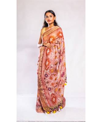 Unitex Fashion multicolor printed linen saree with blouse 2
