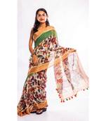 Unitex Fashion multicolor printed linen saree with blouse