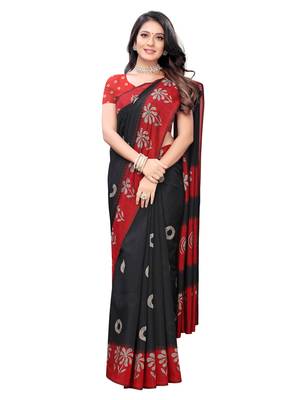 Black printed bhagalpuri silk saree with blouse 2