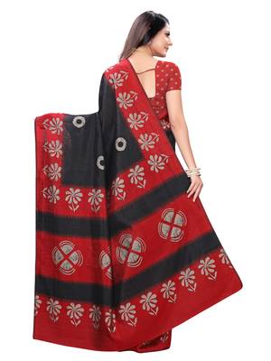 Black printed bhagalpuri silk saree with blouse 3