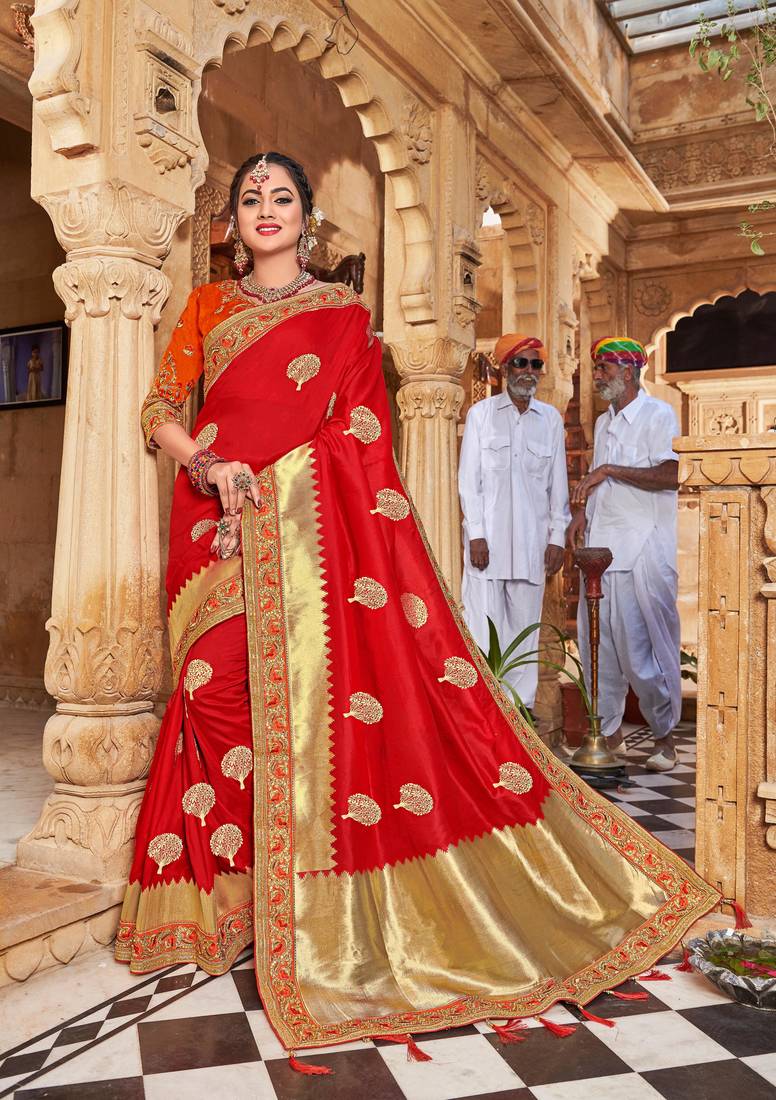 Red Woven Banarasi Saree main image 0