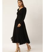 Label Ritu Kumar Black Full Sleeves Black Self-Work Evening Long Dress