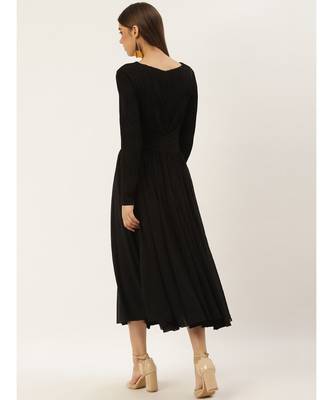 Label Ritu Kumar Black Full Sleeves Black Self-Work Evening Long Dress 3