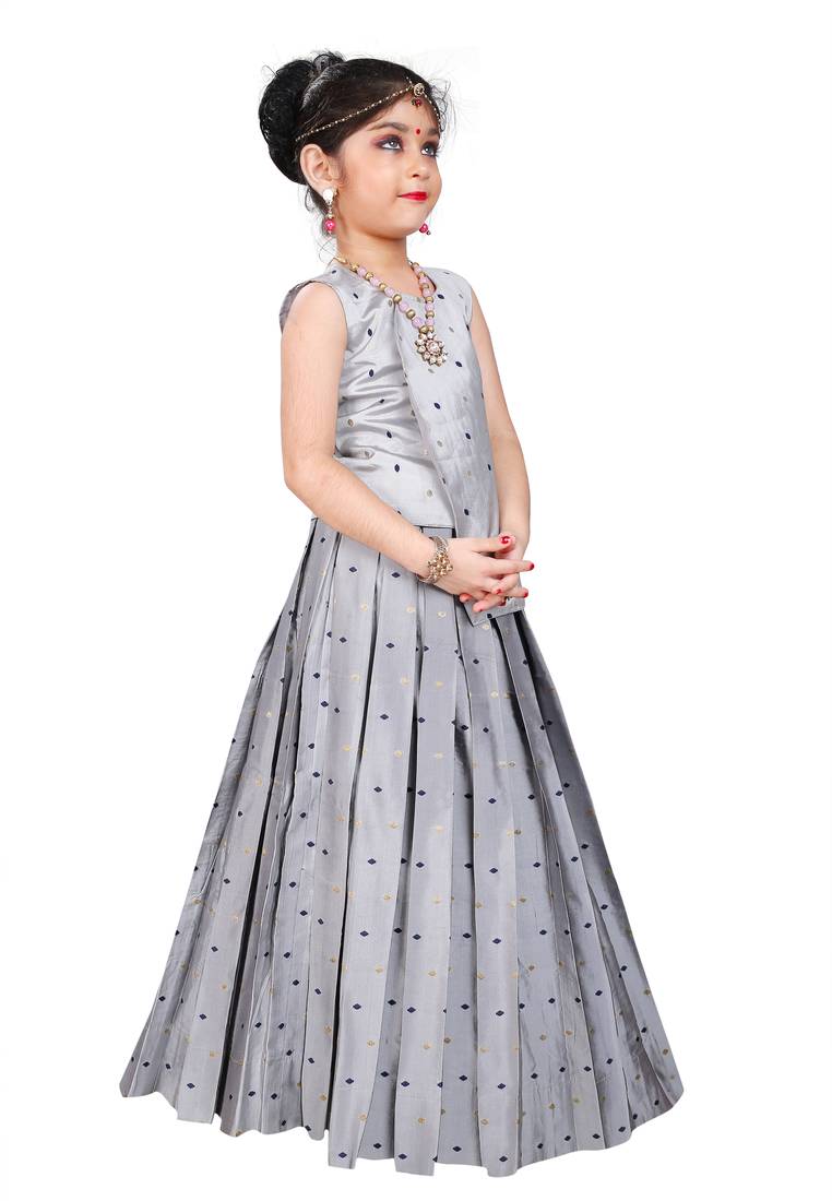 Kids Silver Lehenga Choli