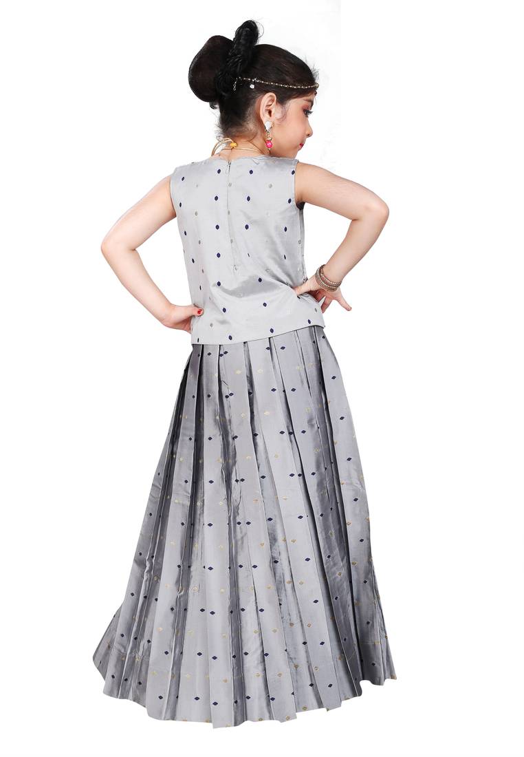 Kids Silver Lehenga Choli