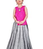 Kids Silver Lehenga Choli For Girls 