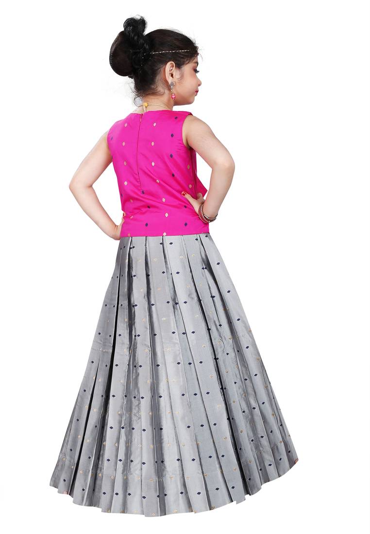Kids Silver Lehenga Choli For Girls 