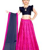 Kids Blue Blouse And Pink Lehenga Choli 