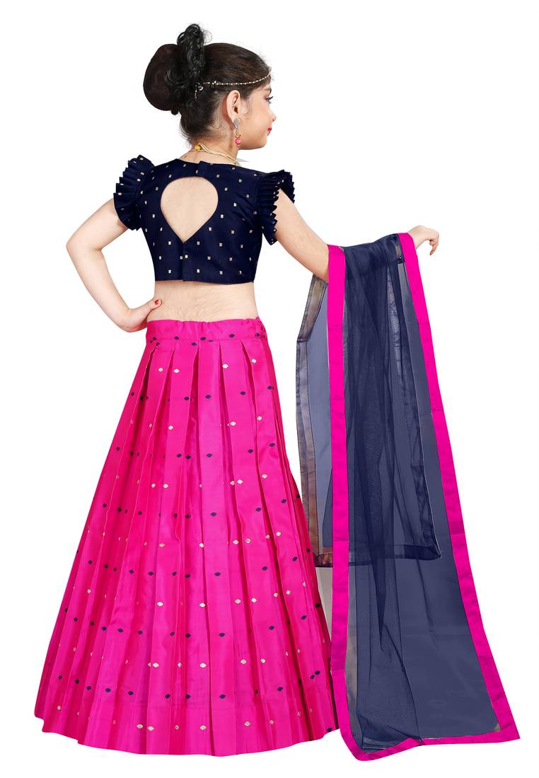 Kids Blue Blouse And Pink Lehenga Choli 