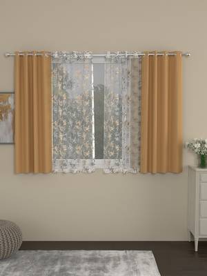 ROSARA HOME Erba Mimosa Pack of 4 Window Curtains 1