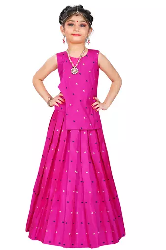 Kids Rani Pink Wedding Wear Lehenga Choli 