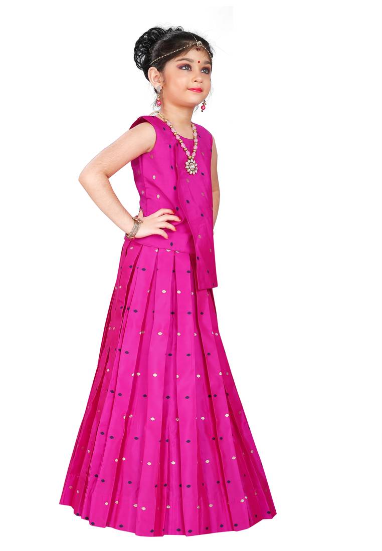 Kids Rani Pink Wedding Wear Lehenga Choli 