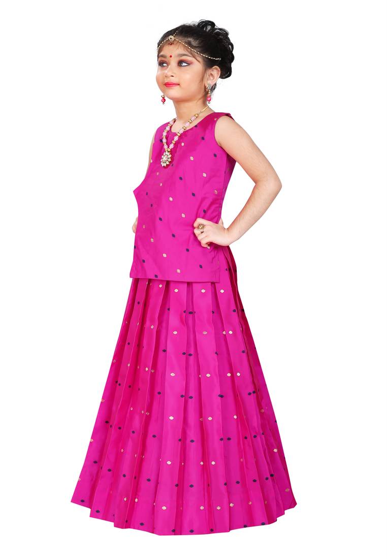 Kids Rani Pink Wedding Wear Lehenga Choli 