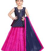 Kids Birthday Wear Blue Top And Rani Pink Lehenga Choli 