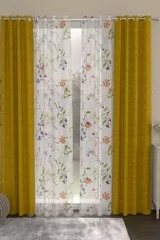 ROSARA HOME Ottoman Voile Pack of 4 Door Curtains