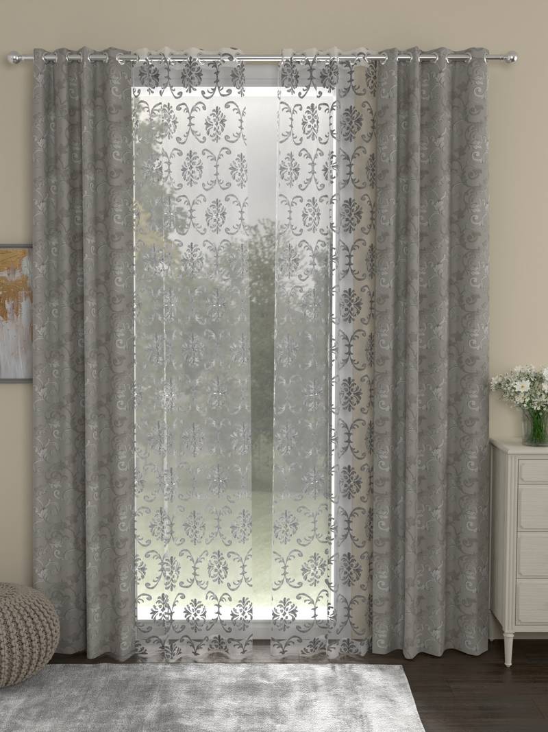 ROSARA HOME Regal Ornate Pack of 4 Door Curtains