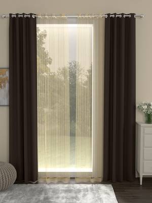 ROSARA HOME Erba Striped Pack of 4 Door Curtains 1