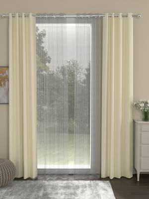 ROSARA HOME Erba Striped Pack of 4 Door Curtains 1