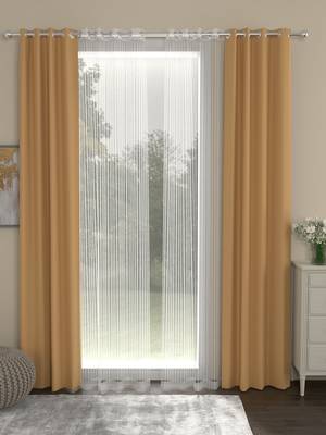 ROSARA HOME Erba Striped Pack of 4 Door Curtains 1